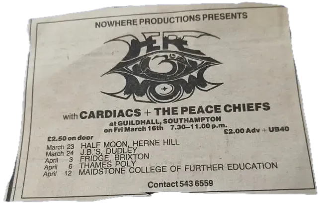 Original concert poster for Cardiacs at Guildhall on Friday, 16 March 1984