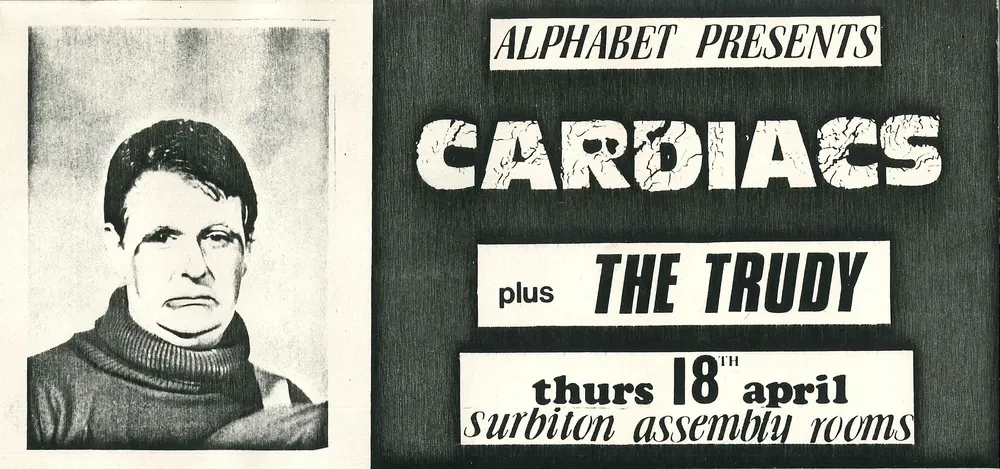 Cartel original de Cardiacs en Surbiton Assembly Rooms, jueves, 18 de abril de 1985