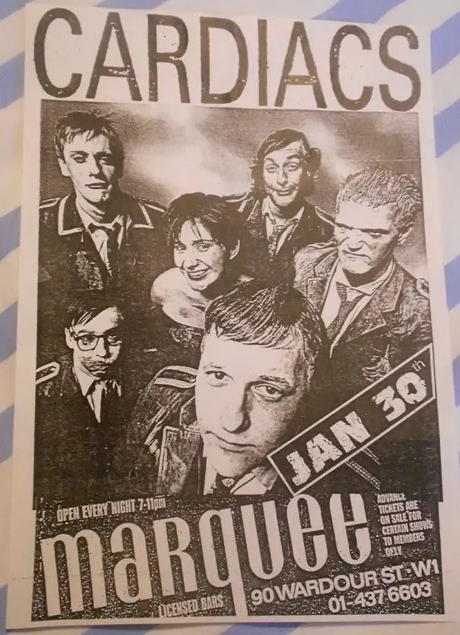Original concert poster for Cardiacs at Marquee Club on Friday, 30 January 1987