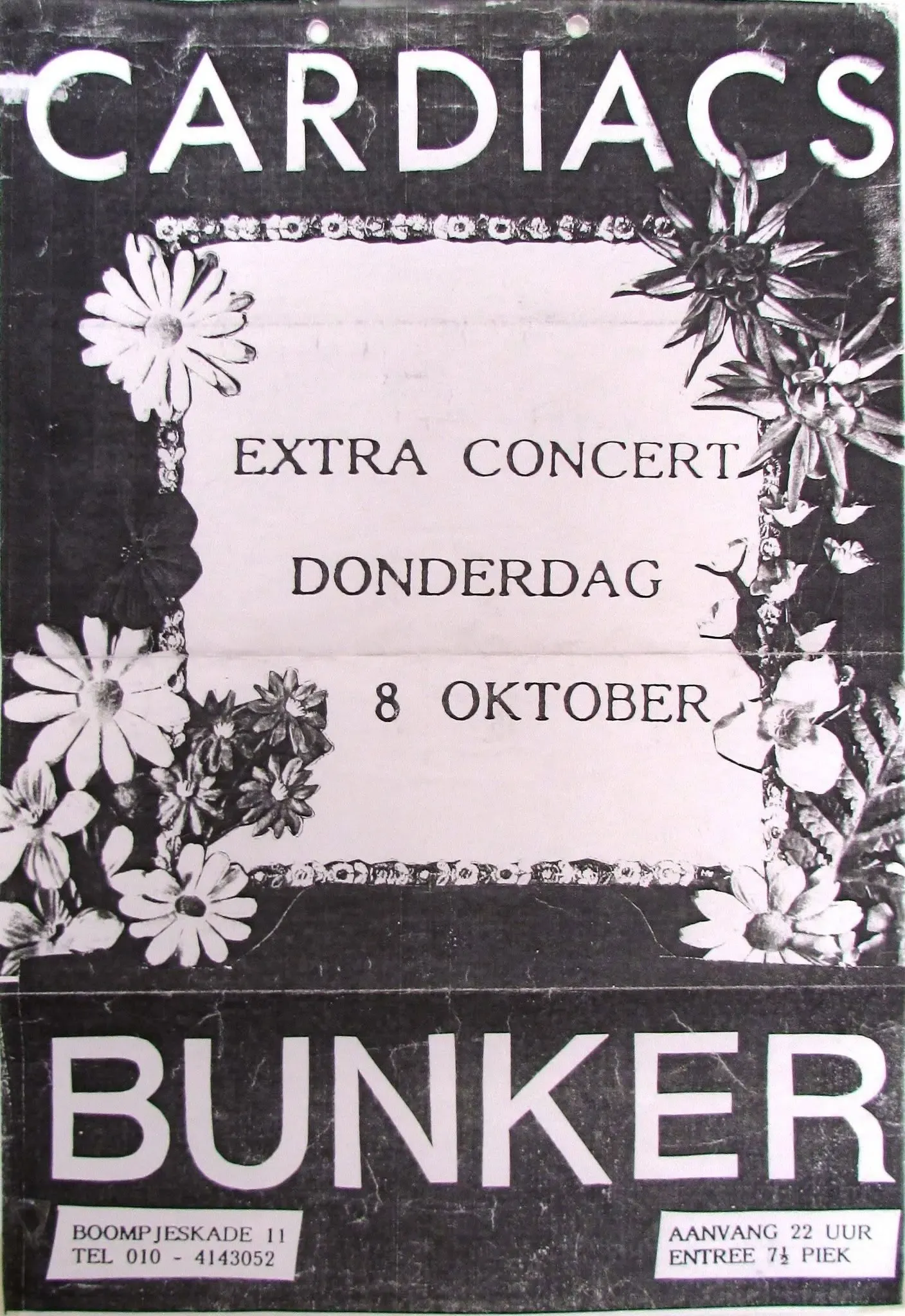 Original concert poster for Cardiacs at Jazzbunker on Thursday, 8 October 1987