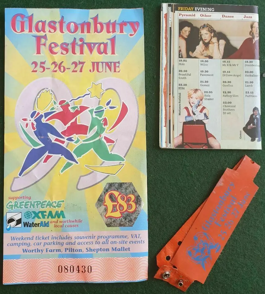 Entrada original de Cardiacs en Glastonbury Festival 1999, Glastonbury, 27 de junio de 1999