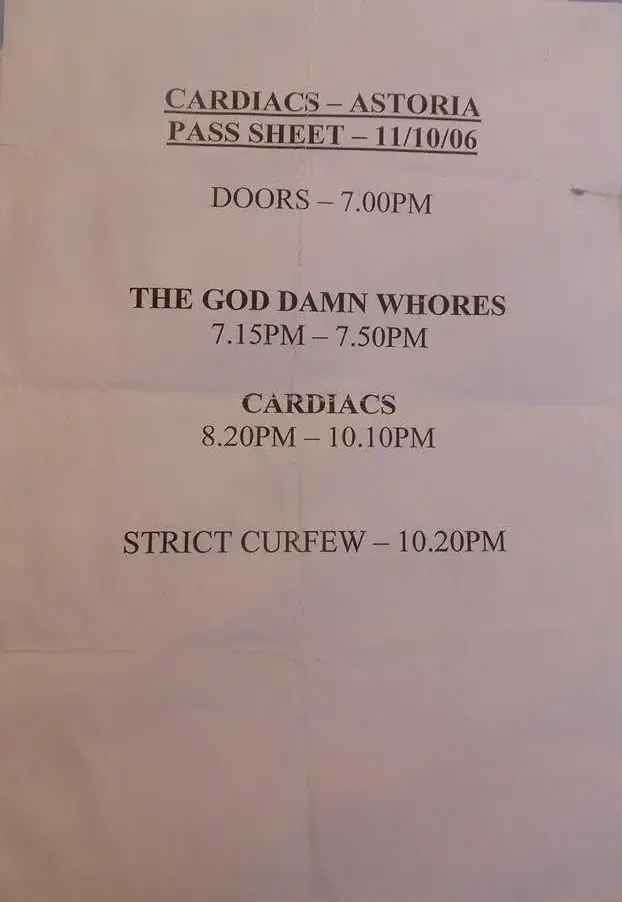Original concert poster for Cardiacs at Astoria on Friday, 10 November 2006