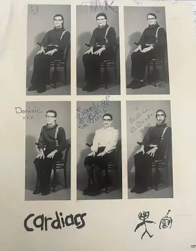 Hoja de contactos firmada de Cardiacs